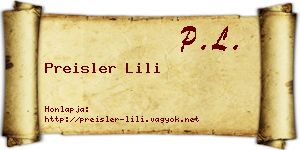 Preisler Lili névjegykártya